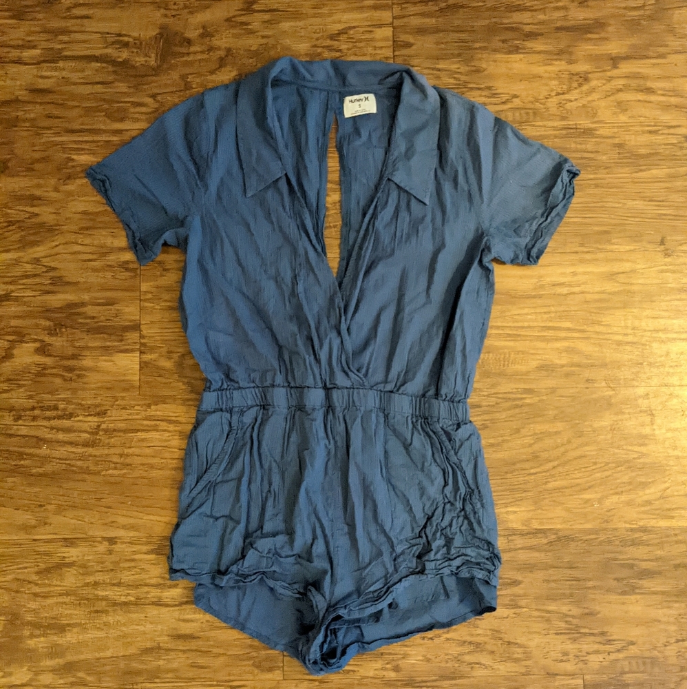 Hurley Deep V Neck Blue Romper